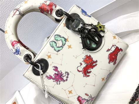 Mini Lady Dior Bag Latte Multicolor Dior Pixel Zodiac Printed 